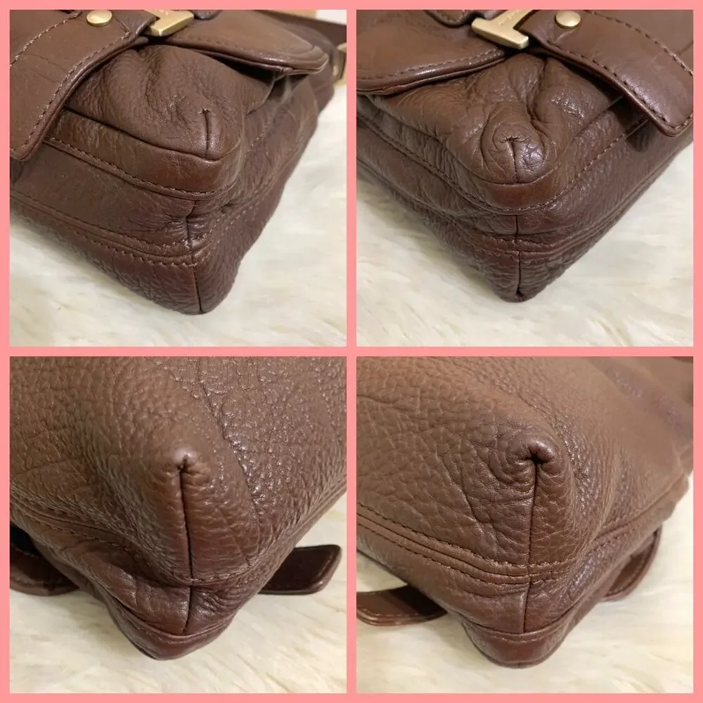 MICHAEL KORS Dark Chocolate Brown Leather Vintage North South BROOKVILLE Hobo